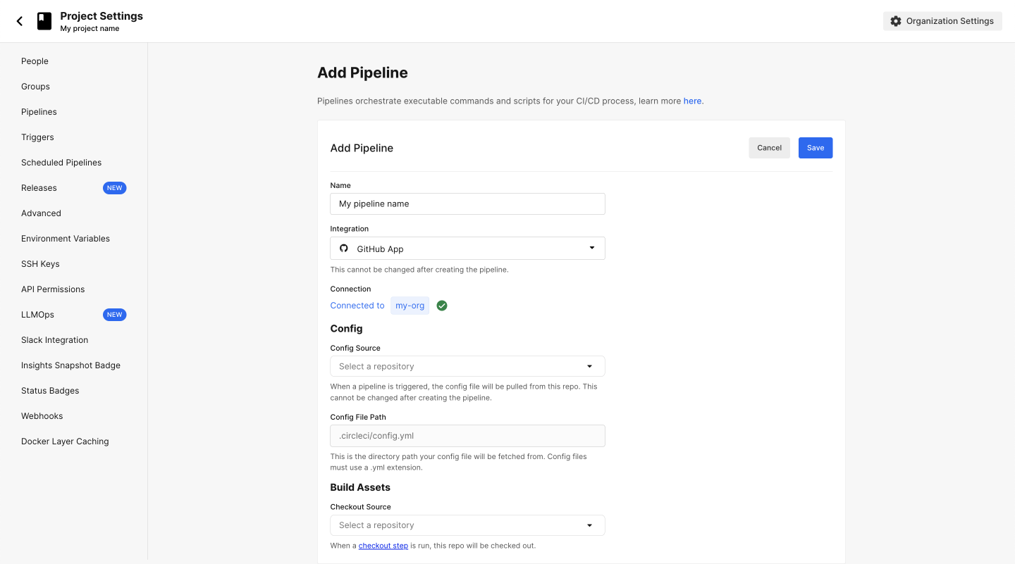 Add a pipeline page in CircleCI app